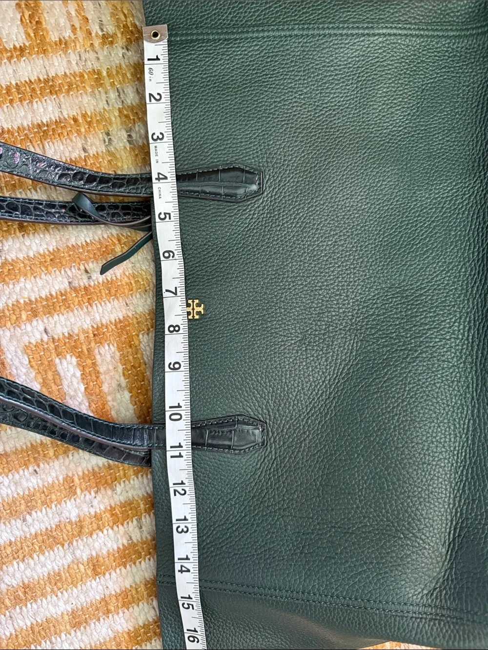 Tory Burch Green Leather Tote Bag Purse